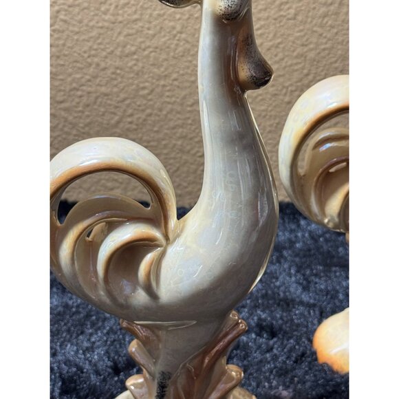 Vintage Norcrest Mid-Century Modern Ceramic Rooster Figurines - Pair Of 2 - Picture 3 of 12